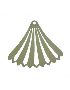 Charm ventaglio stilizzato verde salvia 40x45 mm, x 1