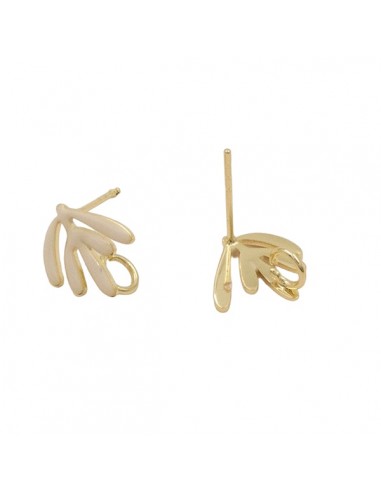 Orecchini a perno foglie smaltate crema 12x10...