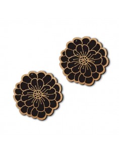 Coppia di pendenti in legno collezione "Boho FLOWER",...