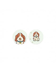 Coppia di cabochons in legno collezione "Dog lover" 12...