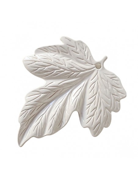 Grande Charm foglia smaltata bianco latte 60x50 mm, x 1