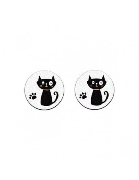 Coppia di cabochons in legno collezione "Cat lover" 16 mm, una coppia
