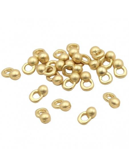 Confezione  di 8 Charms dorati satinati anellino da 3 mm con perlina  da 2 mm