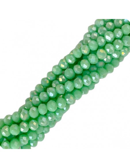 Confezione da 140 sfere mezzo cristallo rotonda schiacciata verde chiaro  4x3 mm