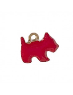 Charm smaltato rosso su entrambi i lati cagnolino 15x11...