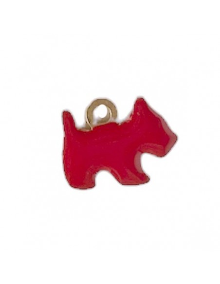 Charm smaltato rosso su entrambi i lati cagnolino 15x11 mm, x 1