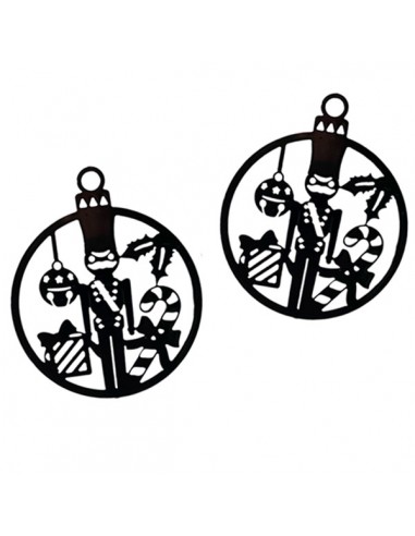 Coppia Charms filigrana neri tonda con...