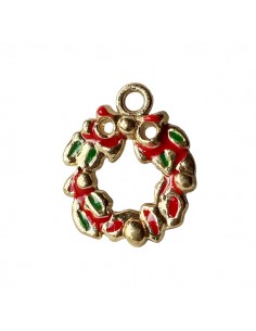 Charm dorato chiaro smaltato su un lato Ghirlanda...