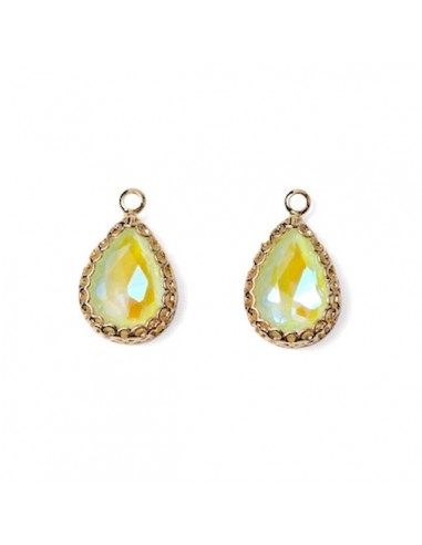 Coppia Charms dorato a goccia con vetro...