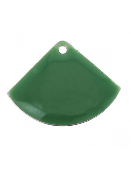 Charm ventaglietto smaltato su entrambi i lati verde 15x20 mm, x 1