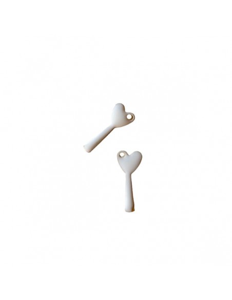 Coppia di Bacchette magiche con cuore smaltate su entrambi i lati bianche 14 mm