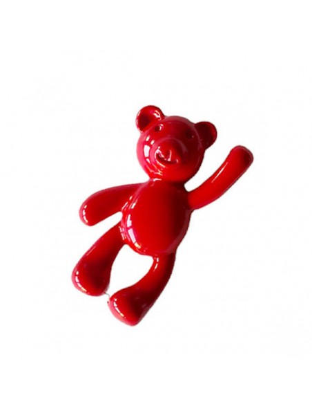 Charm orsetto smaltato rosso con zampine all'insù 14x22mm, x 1