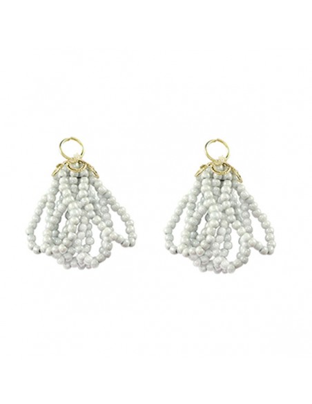 Coppia di charms con perline grigio ghiaccio effetto nappina 27x17mm, una coppia
