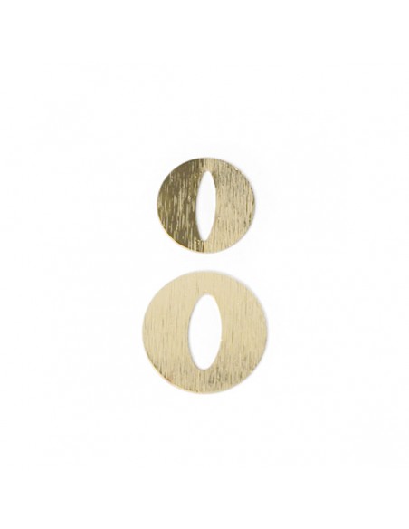 Coppia di Charms dorati con effetto rigato, cerchi incrociati 36x24mm
