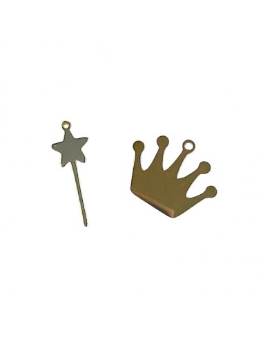 Coppia di Charms dorati corona 20x16mm e...