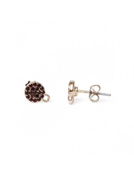 Orecchini a perno dorati con piccoli strass cognac 7mm, una coppia