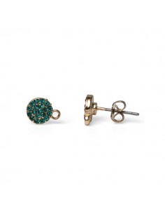 Orecchini a perno dorati con piccoli strass ottanio 7mm,...