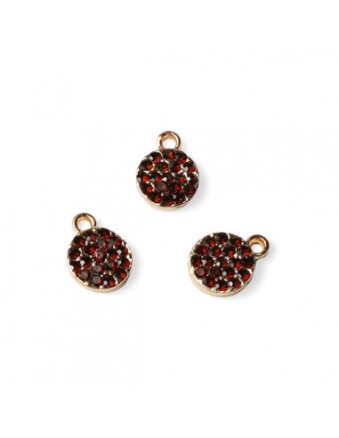 Charm dorato tondo 7 mm con piccoli strass...