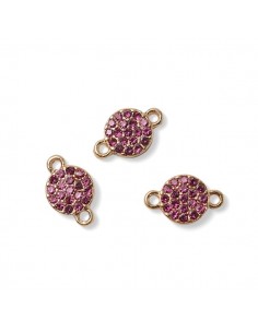 Charm connettore dorato tondo 7x 11 mm con piccoli strass...