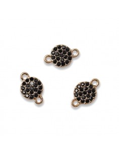 Charm connettore dorato tondo 7x 11 mm con piccoli strass...