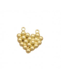 Charm dorato Cuore a Pallini con due anellini 12x10mm, x 1