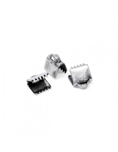 Terminale da stringere 6 mm argento antico, x 2