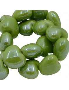 Charm in ceramica forato Cuore verde prato 15x17,5 mm, x 1