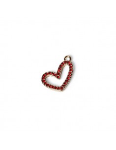 Charm dorato siluette allungata cuore con piccoli strass...
