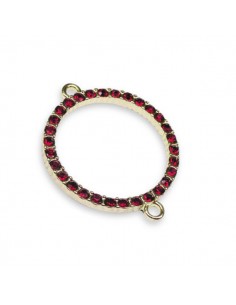Charm dorato connettore tondo 31x24 mm con piccoli strass...