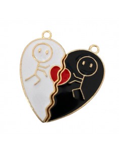 Charm dorato smatato metà bianco e metà nero "Tu e Io,...