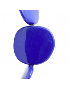 Perla piatta irregolare in resina blu elettrico 60 mm, x 1