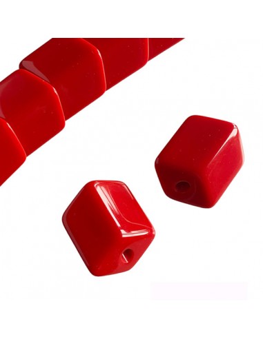 Perla in resina esagonale rosso  35x30 mm, x 1