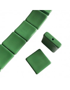 Perla in resina cubo schiacciato verde 30 mm, x 1