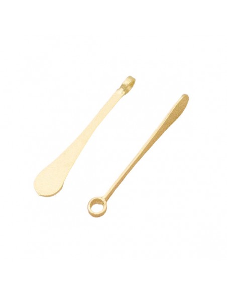 Coppia di charms goccia piatta dorata matt 15x3mm