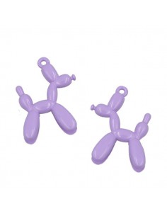 Charm in ottone smaltato lilla in 3D Barboncino di...