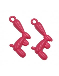Charm in ottone smaltato lampone in 3D Coniglietto di...
