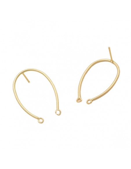 Orecchini a perno dorato matt a ferro di cavallo 30x18mm, una coppia