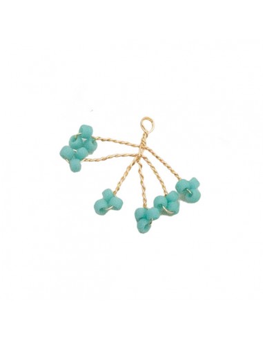 Charm dorato sottilissimo ramo con perline che...