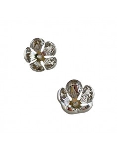 Charm fiore argento lucido bocciolo semichiuso 13x13 mm, x 1