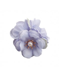 Charm pon pon composto da tre fiori in stoffa glicine...