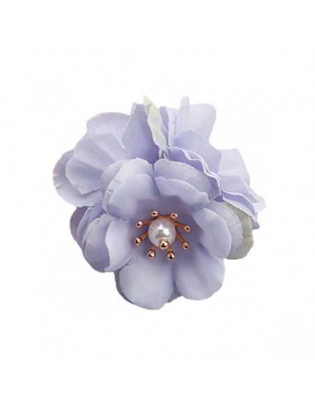 Charm pon pon composto da tre fiori in stoffa glicine circa 3 cm, x 1