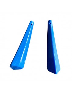 Coppia di lunghi ciondoli poligono in resina blu 60x15 mm,