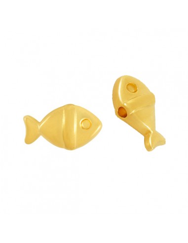 Perlina charm pesciolino dorato 12x8mm , x 1