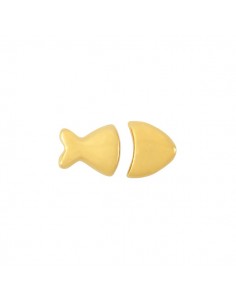 Coppia di perlina charm pesciolino dorato 20x10 mm , x 1