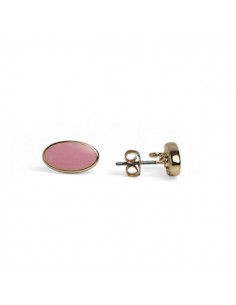 Orecchino dorato ovale con smaltatura rosa baby 12x7 mm,...