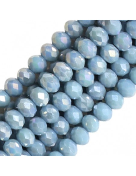 Confezione da circa 90  sfere mezzo cristallo rotonda schiacciata nuvola opal AB 6x4 mm