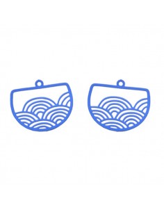 Coppia di charms le onde del mare filigranate bluette...