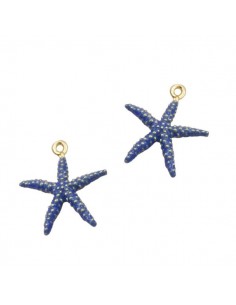 Charm dorato stella marina smaltata blu su entrambi i...