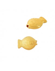 Perlina charm pesciolino dorato 11x8 mm, x 1
