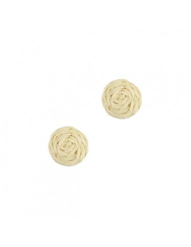 Coppia di Cabochons in rafia panna da 12 mm